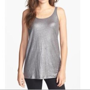 Eileen Fisher Ash Metallic Linen Gray Tank Top 100% linen